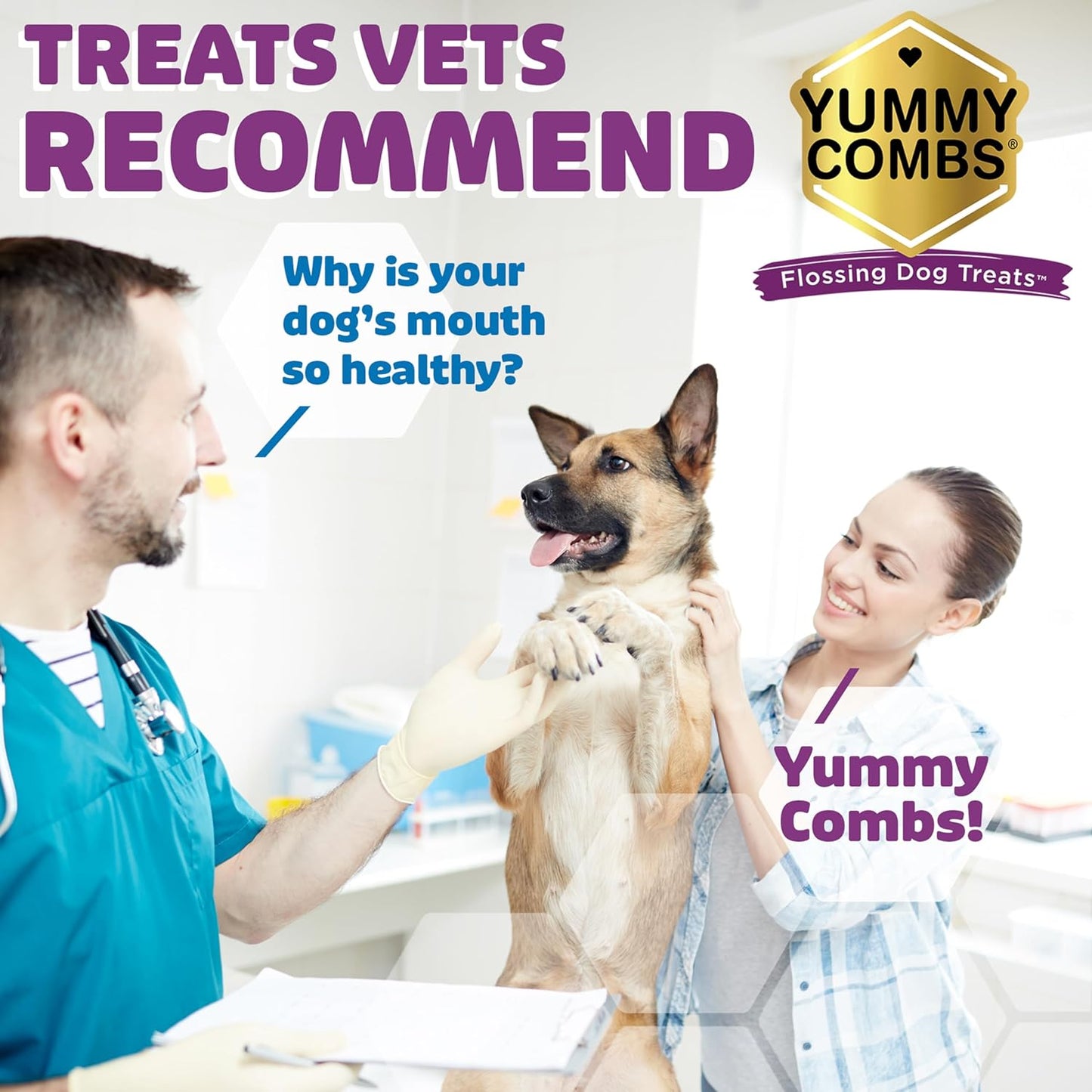 Yummy Combs Dog Dental Treats – Vet VOHC Approved, Removes Tartar & Cleans Teeth – Yummy High Protein Chicken Treat for Extra Large Dogs (Mini Pack, 4 Count)