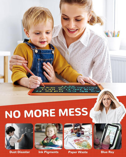 KOKODI LCD Writing Tablet, 12 Inch Colorful Toddler Doodle Board Drawing Tablet, Erasable Reusable Electronic Drawing Pads, Educational and Learning Toy for 3-6 Years Old Boy and Girls(Orange)