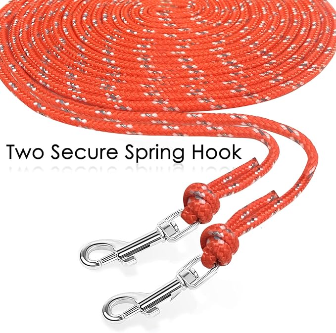 Rypet Reflective Cat Long Leash - 50 FT Escape Proof Walking Leads Yard Long Leash Durable Safe Personalized Extender Leashes Traning Play Outdoor for Kitten, Puppy, Rabbit and Small Animals