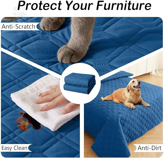 hyha Waterproof Dog Bed Blanket, Soft Pet Blankets, Waterproof Couch Cover for Dogs, Reversible Sofa Covers Washable for Furniture (30x53 Inch, Navy Blue/Navy Blue)