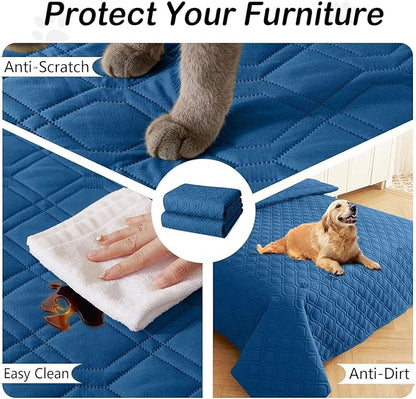 hyha Waterproof Dog Bed Blanket, Soft Pet Blankets, Waterproof Couch Cover for Dogs, Reversible Sofa Covers Washable for Furniture (30x53 Inch, Navy Blue/Navy Blue)