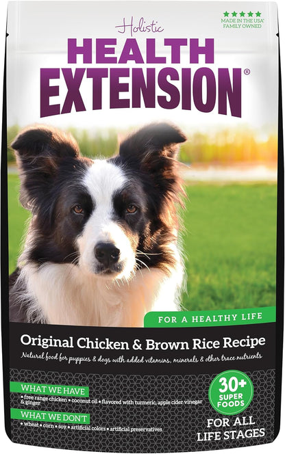 Health Extension Original Chicken & Brown Rice, Protein Packed Formula with Probiotics & Superfoods for Digestion & Coat Health (40 lb Bag)