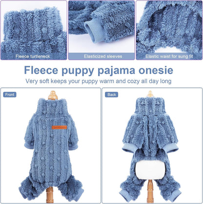 Dog Sweater for Small Dogs, XXS Dog Sweaters Turtleneck Doggie Pajamas Jumpsuits, Small Doggy Clothes Girl Boy, Cold Weather Puppy Onesie Outfits Yorkie Chihuahua Apparel, Blue, S