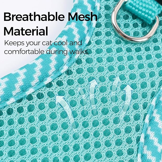 Cat Harness and Leash Escape Proof Extra Large Kitten Harness Maine Coon Cat Vest for Walking Travel, Turquoise, XXL