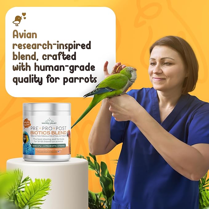 Parrot Probiotic, Prebiotic and Postbiotic, Pet Bird Supplies, Used with Water, Vitamins, Budgie Treats, Baby Parrot Formula, Parrot Medicine, Mix in Parrot Food