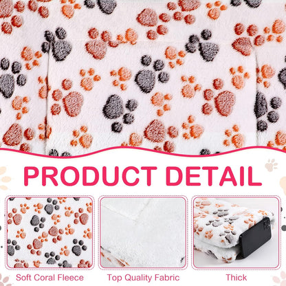 Tuanse 4 Pack Ultra Soft Dog Cat Bed Mat with Cute Prints Reversible Fleece Dog Crate Kennel Pad Cozy Washable Thickened Hamster Guinea Pig Pet Bed Mat for Small Animals(23 x 18 Inches,Vivid Color)