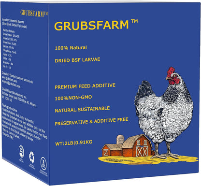 Premium Chicken Treats 2LB - Non-GMO & 85X More Calcium Than Meal Worms - Molting & Laying Supplement - BSF Larvae Treats for Layer Hens, Ducks Wild Birds