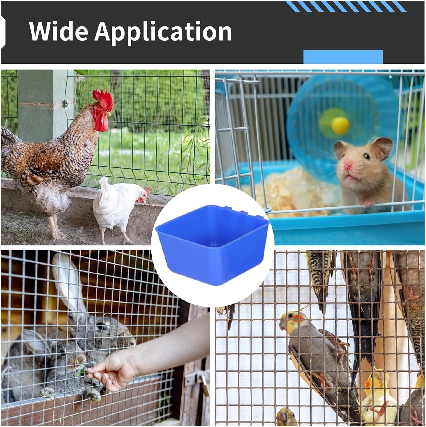 20 Pcs Cage Cups 16 oz Chicken Feeder Waterer Birds Feeders Hanging Bunny Cage Feeder Chicken Water Bowl Feeding Seed Bowl for Pet Parrot Rooster Parakeet Gamefowl Poultry Pigeon Wire Cage