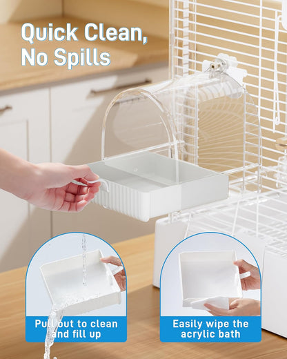 BUCATSTATE Hanging Bird Bath for Cage, 3 in 1 Multifunction Bird Bath/Bowl/House, Bird Cage Accessories Suitable for Small to Medium Birds, Like Lovebirds, Finches, Parakeets, Mannikin