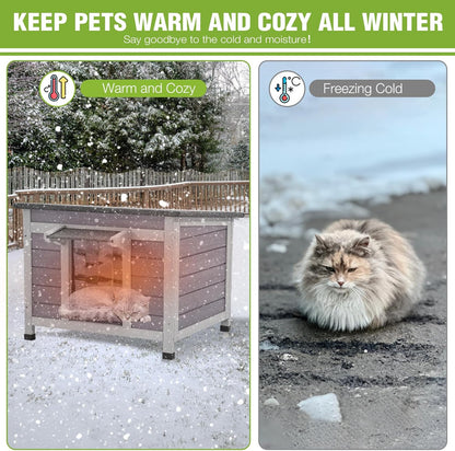 GUTINNEEN Insulated Outdoor Cat House, 100% Weatherproof High Insulated Cat Shelter with Insulated All-Round Thermal Liner, Openable Hinged Asphalt Roof for Feral Stray Barn Cats and Small Animals