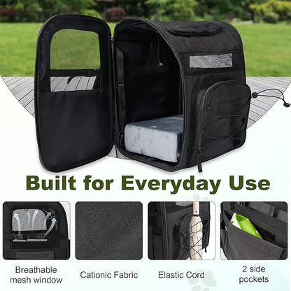 Dog Carrier Backpack for Small Dogs – Breathable and Comfortable Pet Travel Bag with, Safety Buckle and Adjustable Straps, Ideal for Hiking and Outdoor Adventures, Elevated Pad, Black