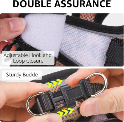 SCENEREAL Cat Harness & Leash Set Escape Proof - Adjustable Air Mesh Vest with Reflective Strips for Kittens, Puppies, Rabbits, Khaki Leopard S