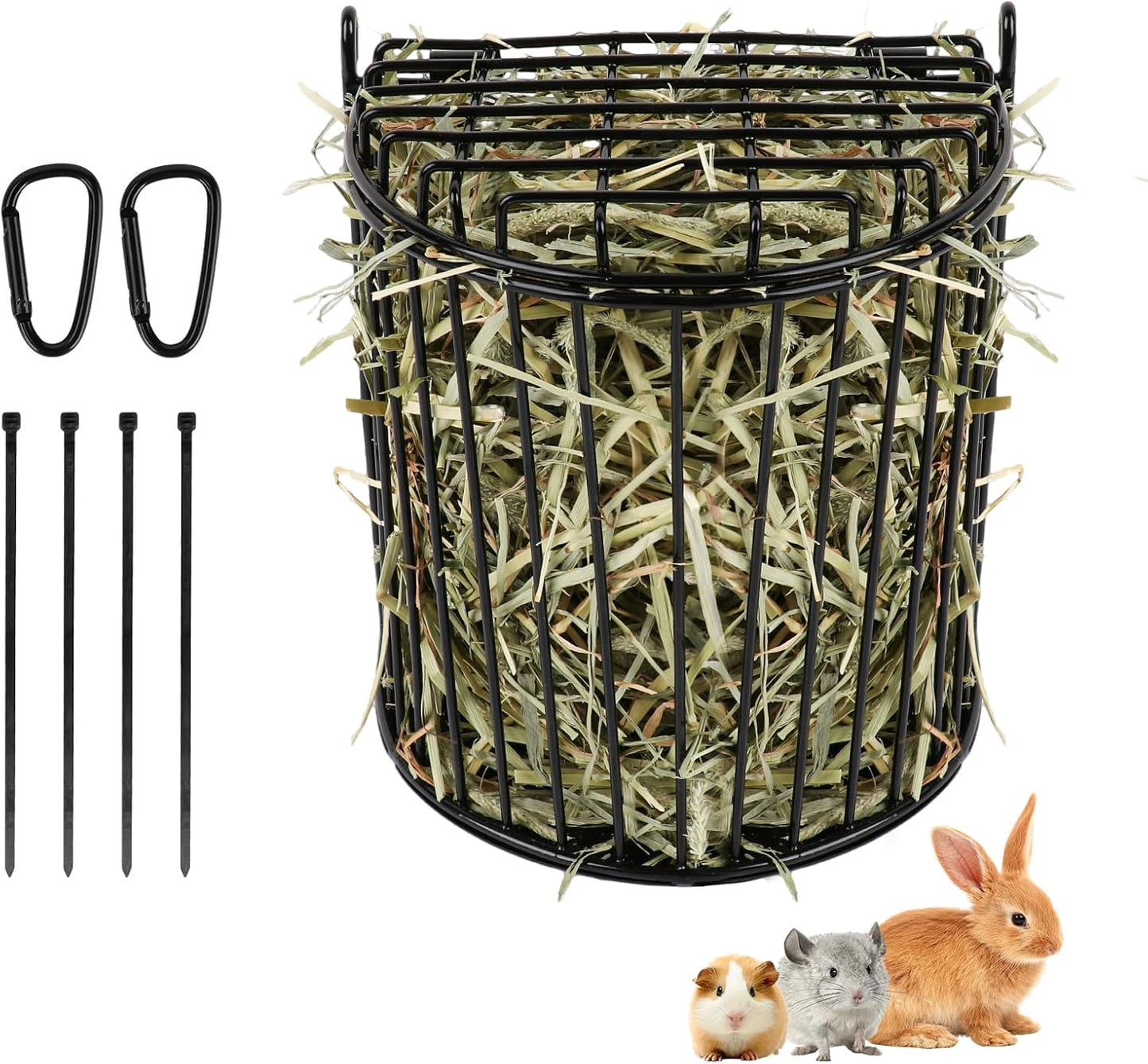 Second-Generation Upgrade Bunny Hay Feeder,Semicircular Hay Feeder Provides Smoother Surface,Larger Feeding Area,Avoid Crowding While Eating,Occupies Less Space(Black)