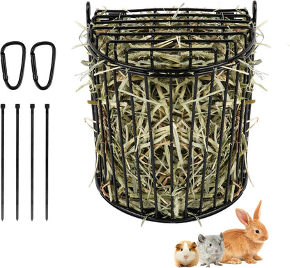 Second-Generation Upgrade Bunny Hay Feeder,Semicircular Hay Feeder Provides Smoother Surface,Larger Feeding Area,Avoid Crowding While Eating,Occupies Less Space(Black)