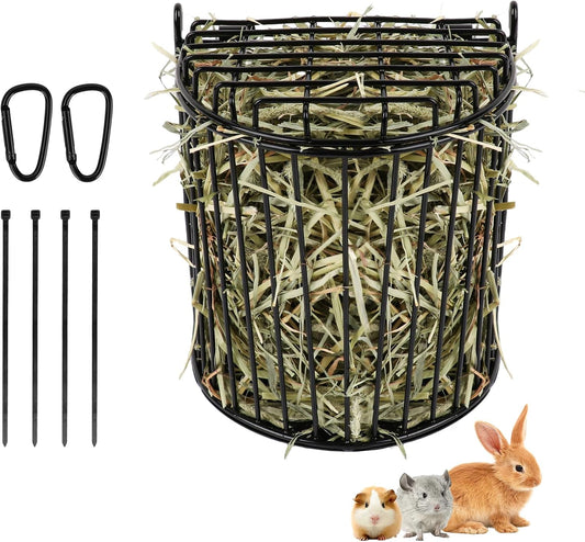 Second-Generation Upgrade Bunny Hay Feeder,Semicircular Hay Feeder Provides Smoother Surface,Larger Feeding Area,Avoid Crowding While Eating,Occupies Less Space(Black)