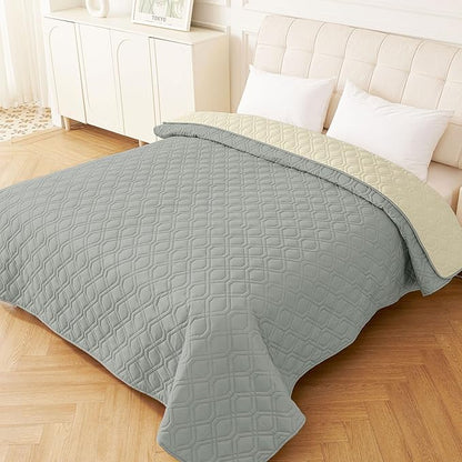 hyha Waterproof Dog Bed Blanket, Soft Pet Blankets, Waterproof Couch Cover for Dogs, Reversible Sofa Covers Washable for Furniture (68x82 Inch, Grey/Beige)