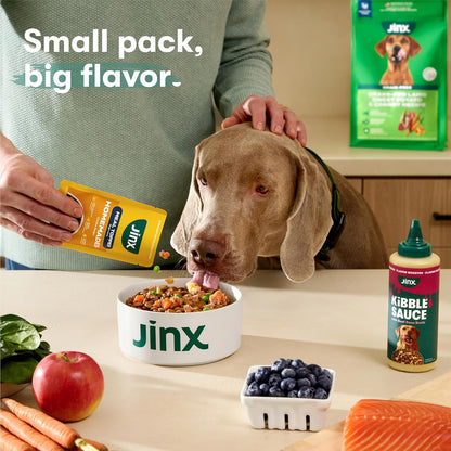 Jinx Beef Wet Dog Food Pouches, Meal or Dog Food Topper Mix-in, Made with Real Beef & Chicken, Bone Broth, No Fillers - Puppy, Adult, Senior, 3oz, 8 Pack