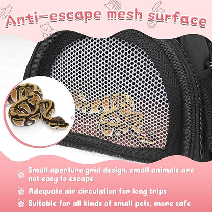 YUDODO Hamster Carrier Guinea Pig Carrier Bag Small Animal Sugar Glider Pouch Gerbil Hedgehog Portable Travel Carrier Outdoor Hangbag Flying Squirrel Rat Carrier Black