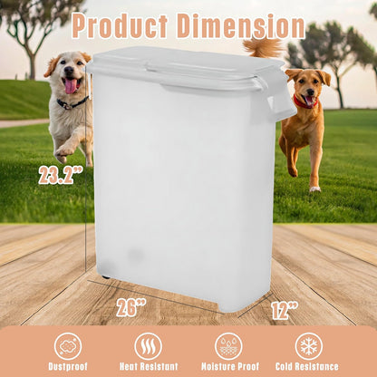 Buddeez Airtight Pet Food Storage Container - 50 QT Capacity Dog Food Storage Container, Cat Food Container, Bird Seed Storage Container, Rolling Storage Bin, Air Tight with White Lid