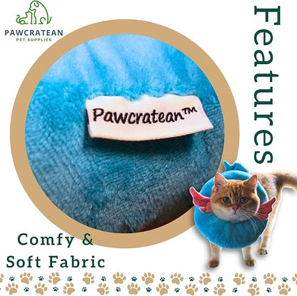Adjustable Comfy Flower Style Elizabeth Collar for Cats Puppies Soft Recovery Cone Pet Protective Neck Collar (Blue Angel Wing, Medium)