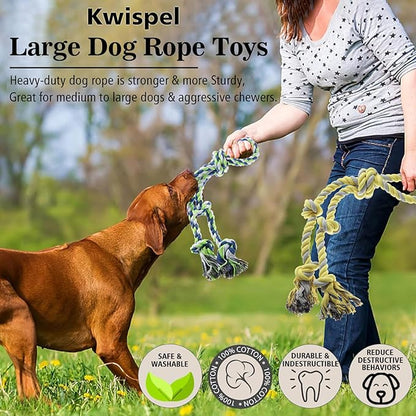 Rope Toy for Dogs，Large Dog Rope Toys for Aggressive Chewers, Heavy Duty Dog Toys for Large Medium Breed, Indestructible Tough Chew Toys Tug of War Dog Toy Cotton Rope for Teeth Cleaning