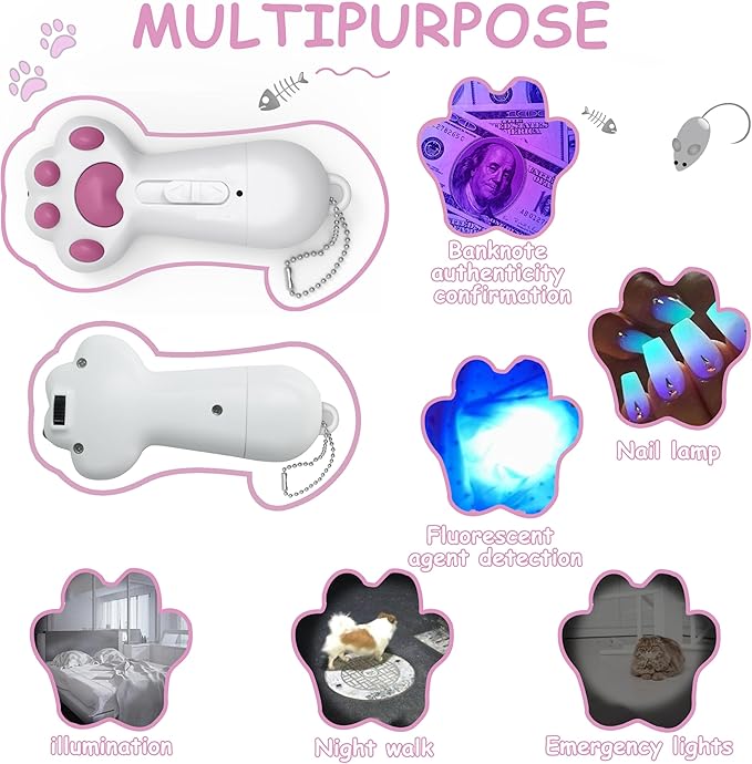 FYNIGO Interactive Cat Toys for Indoor Cats and Dogs,7 in 1 USB Rechargeable Cat Teaser Toy for Chasing and Exercise