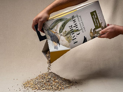 Flying Colors Premium Organic Wild Bird Seed | Woodstock 'Hempy' Blend | 100% USDA Organic Ingredients | No Fillers, No Pesticides | Sunflower Seed, Peanut, Safflower, Hemp | 3 Gallon Easy-Pour Carton