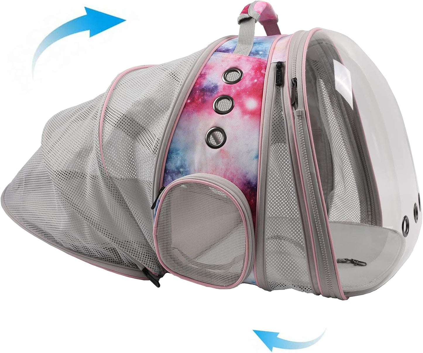 halinfer Galaxy Pink Dual Expandable Cat Backpack Carrier, Fit up to 20 lbs, Expandable Pet Carrier Backpack for Large Fat Cat and Small Puppy