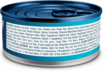 Blue Buffalo Tastefuls Wet Cat Food Paté, Made with Natural Ingredients, Ocean Fish and Tuna Entrée, 5.5-oz Cans (24 Count)