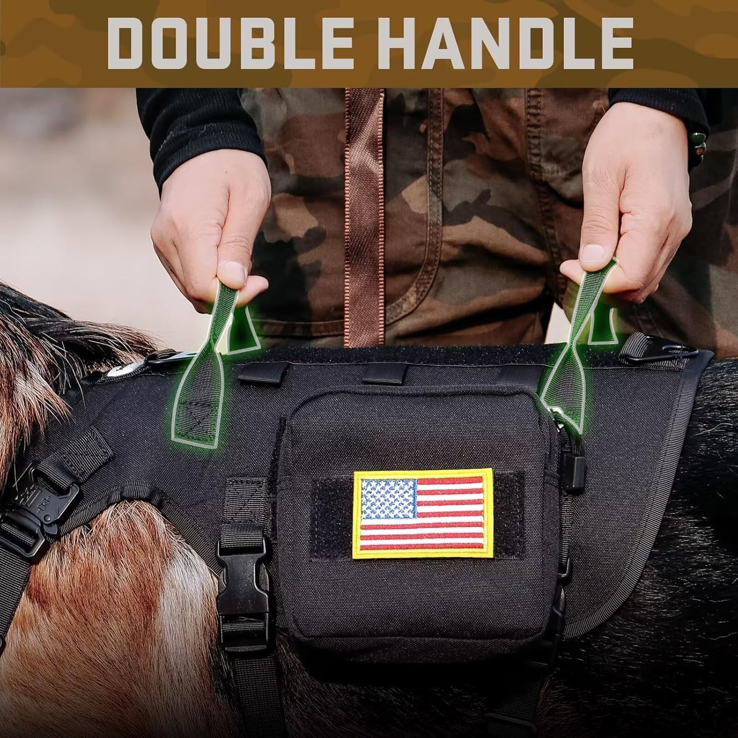 Forestpaw Dog Harness Medium Sized,Tactical Dog Harness with Handle,No Pull Military Style Service Dog Vest with Pockets Adjustable for Medium Dogs,Black,Chest 15.5-25.5"