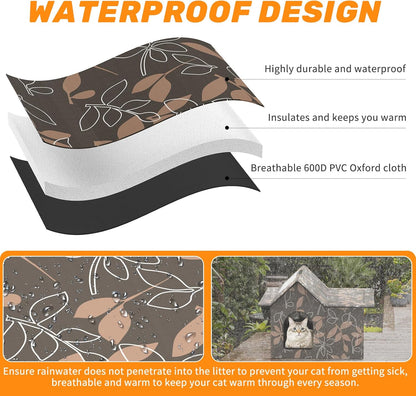 Outdoor Cat House Weatherproof, Large Feral Cat House for Winter, Collapsible Outdoor Cats Shelter in Winter with Door and Soft Mat, Easy to Assemble (Brown)