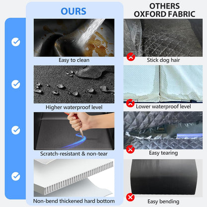 Back Seat Extender for Dogs-Upgraded PU Leather, Hard Bottom Dog Car Seat Cover for Back Seat, Anti-Scratch Backseat Extender for Dogs,Waterproof Dog Hammock for Car, SUV, 420lbs