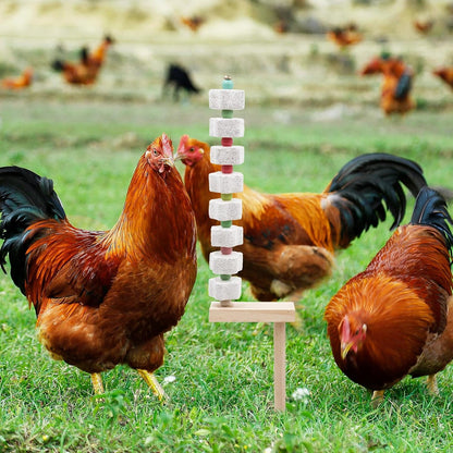 Oooct 2 Pack Chicken Chewing Toy, Chick Beak Grinding Calcium Stone with Wood Stake, Chicken Cage Accessories, Cage Toys for Cockatiel Parakeet Parrot Budgies Rat Hamster Rabbit Bunny African Grey