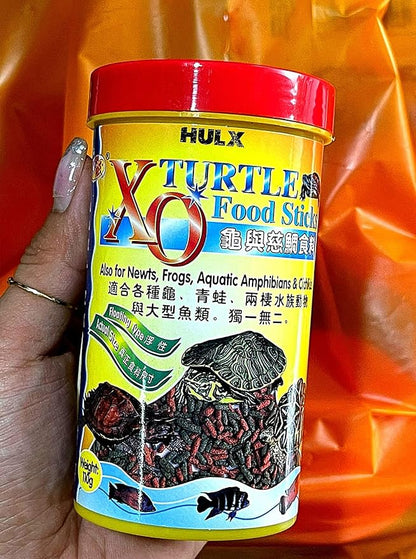 Turtle Food & Reptile Feed 110 G, HIGH Protein 34% Floating Stick Pellets Growth Fast Formula, Turtle Stick Feeding Frog Aquatic Amphibian & Cichlid Food Support Robust Turtle Shell, Tortoise Food