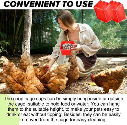20 Pcs Cage Cups Chicken Feeder Waterer, 16 oz, Hanging Bunny Cage Feeder, Chicken Water Bowl for Pet Parrot, Rooster, Parakeet