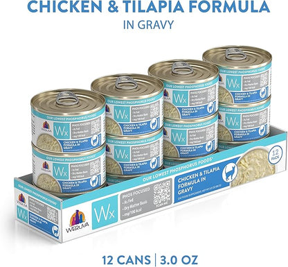 Weruva Wx Phos Focused, Chicken & Tilapia Formula in Gravy, 3oz Can (Pack of 12)