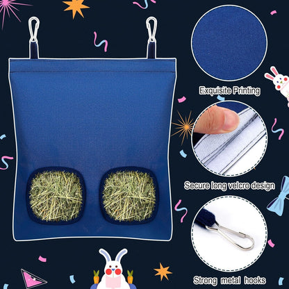UPINS 2 Hay Bag for Rabbits 2-Hole Guinea Pig Hay Holder, Hay Feeder for Chinchillas Rabbits Hamsters Small Pets and Animals