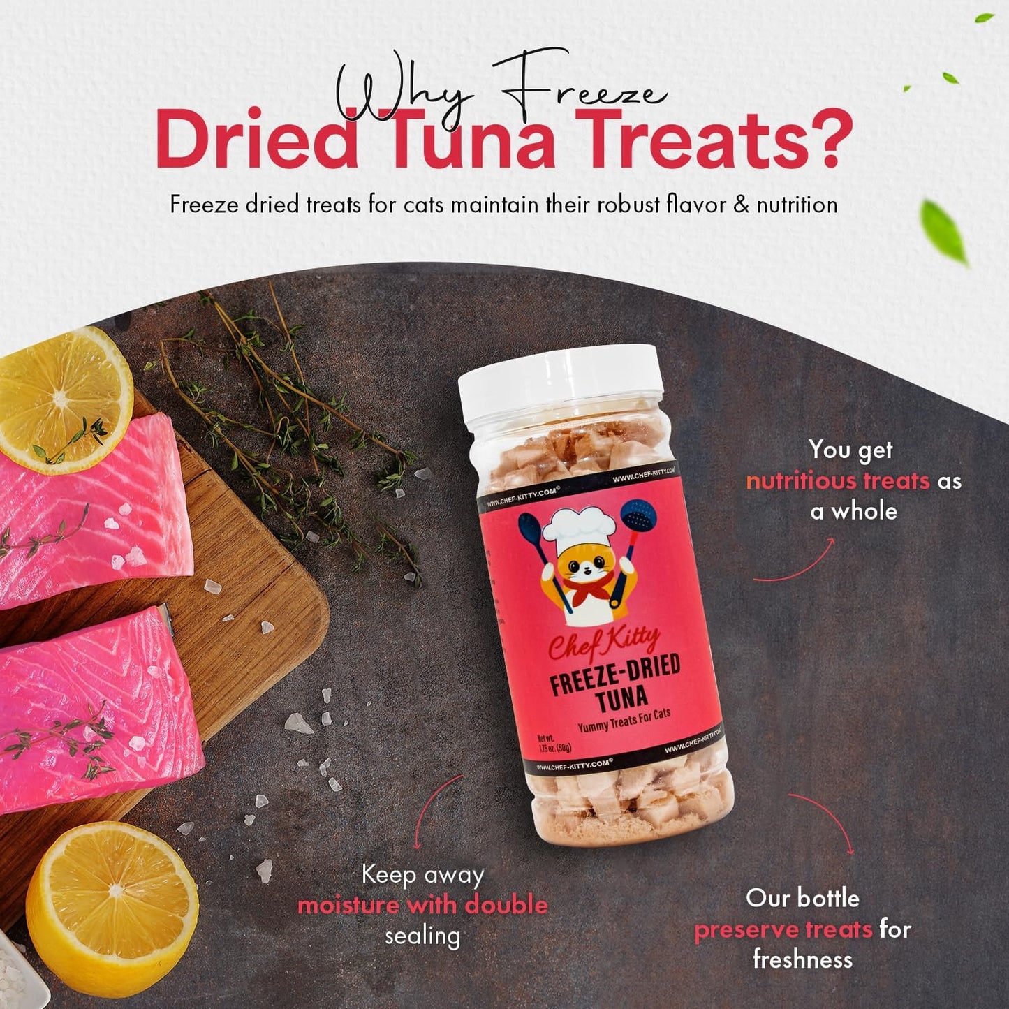 Freeze-Dried Tuna Treats for Cats & Dogs – 100% Wild Caught, Single Ingredient, High-Protein, Healthy Snack – No Additives or Preservatives – 1.7oz - Inspected & Tested in USA