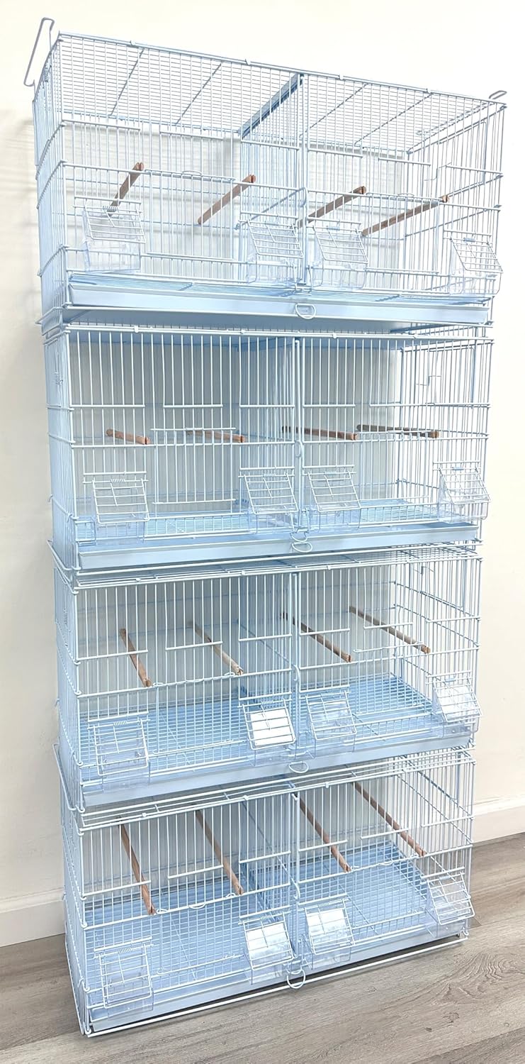 LOT of White Stackable Breeder Bird Flight Cage with Removable Center Divider and Breeding Nest Box Doors (White, 26.5"x11"x15"H Lot of 4)