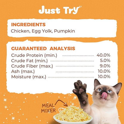 Just Try 8 OZ Pumpkin Freeze Dried Cat & Dog Food Toppers Mixers Low Calorie with Real Chicken Egg Yolk, High Protein Food Toppers Digestive Support