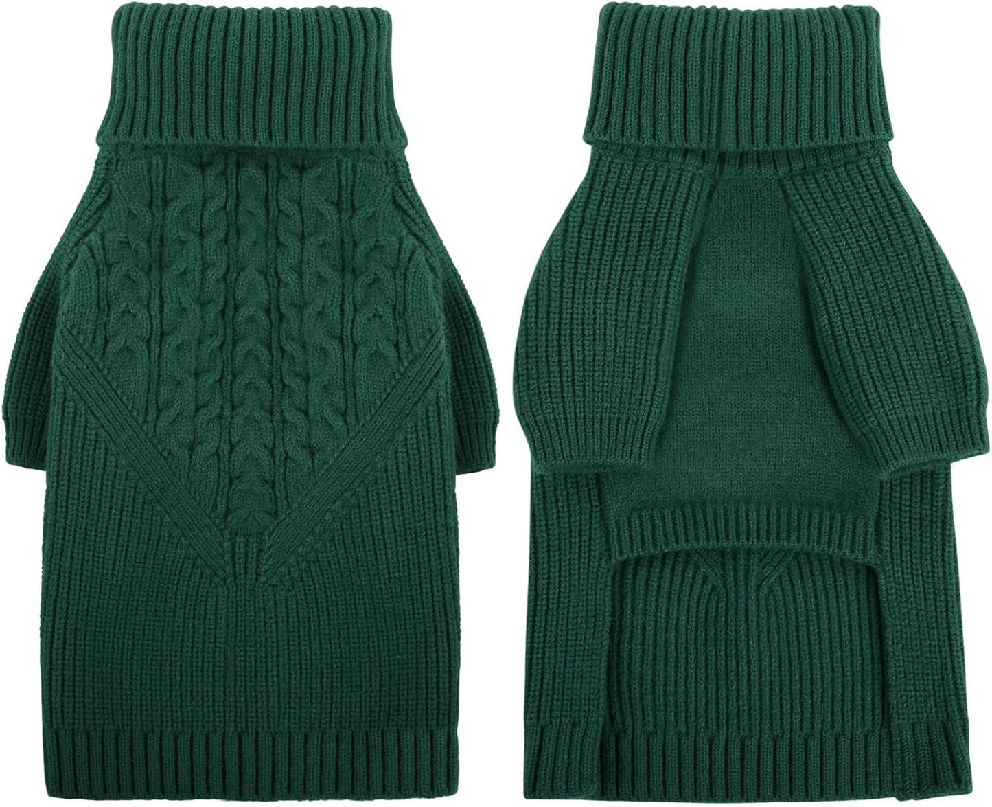 Queenmore XS Dog Sweater, Dog Sweaters for Small Dogs Girl or Boy, Dog Christmas Sweater XSmall, Winter Puppy Doggie Sweatshirt Knitwear, Pet Chunky Warm Coat for Medium Large Size Dogs, Green XS