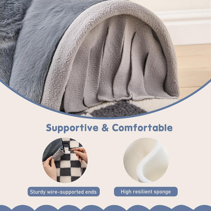 Avont Guinea Pig Hideout Tunnel, Large Hideaway Play Tube Toys Mat for Small Animal Dwarf Rabbits Chinchillas Hamsters Hedgehogs Ferrets Bearded Dragons and Rats -Grey