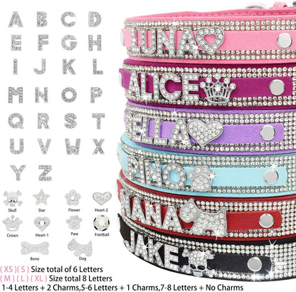 Crystal Dog Collar Personalized with Bling Name,Custom Sparkling Rhinestones Dog Collar for Small Medium Large Dog (XL,Black)