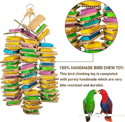 MYFAMIREA Parrot Toys for Medium Birds, Parrot Chewing Cardboard Toys Natural Wooden Macaws Cage Chewing Gifts for African Greys, Cockatoos, Macaws, Small and Medium Birds