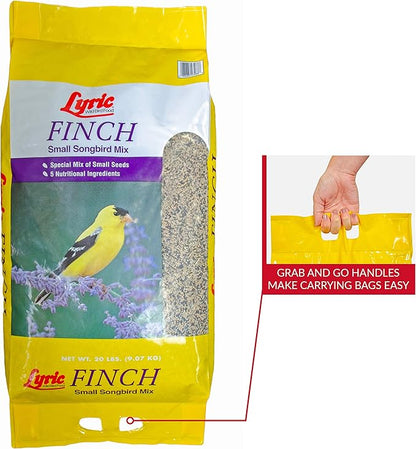 Lyric Finch - Small Songbird Wild Bird Seed - Attracts Goldfinches, House Finches, Purple Finches & More - 20 lb. bag
