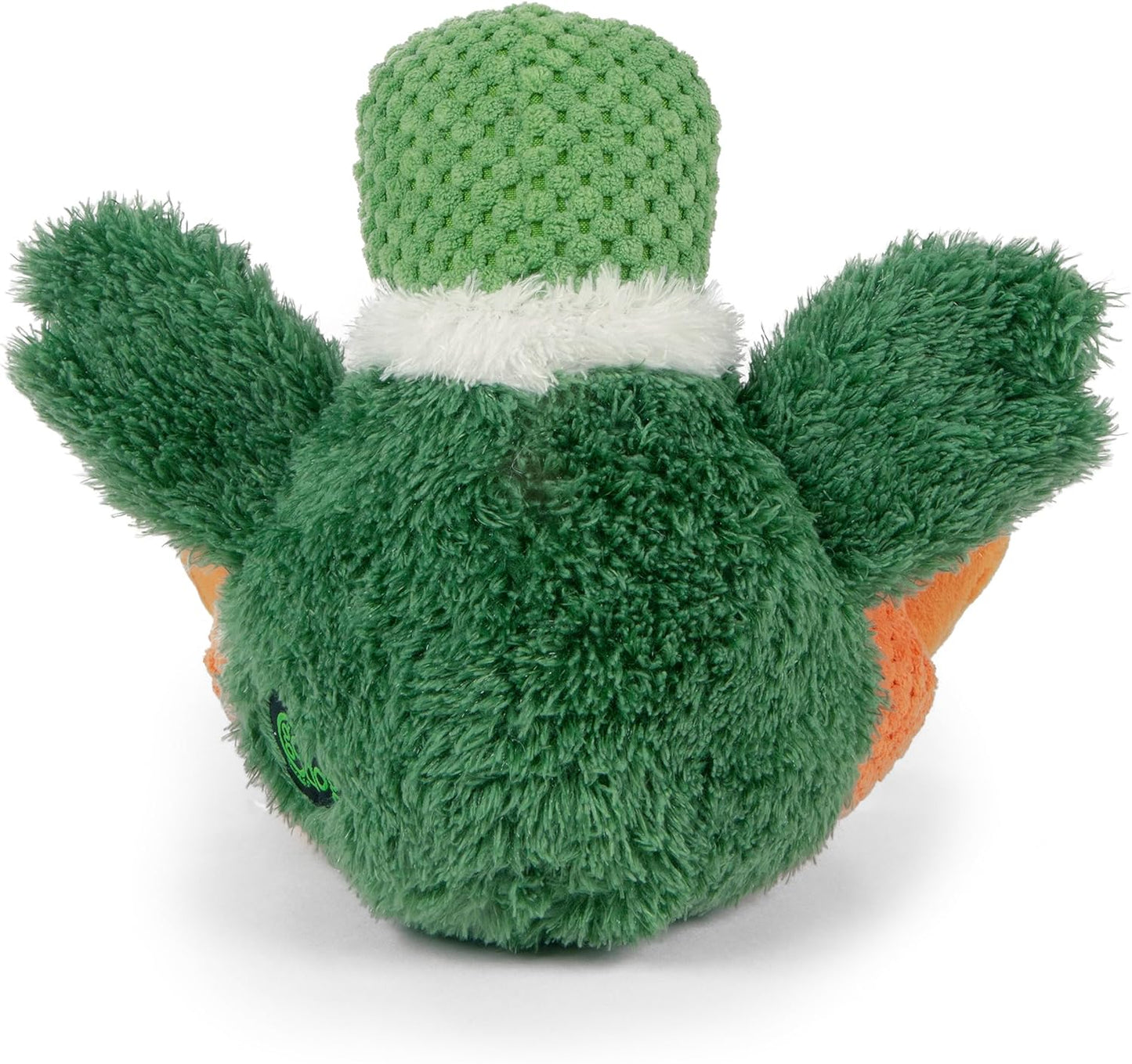 goDog Checkers Sitting Duck Squeaky Plush Dog Toy, Chew Guard Technology - Green, Large