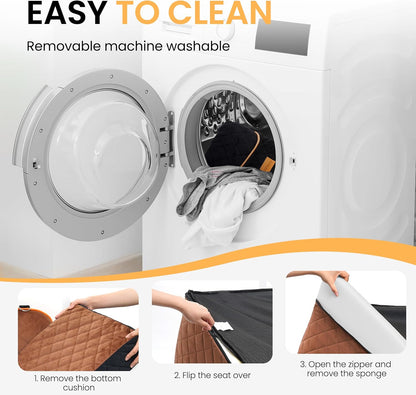 Dog Car Seat for Medium Dog, Booster Seat for Dogs Under 55lb, Elevated Pet Seat with Pocket, Anti-Slip Bed for Car, Perfect for Back Seat & Trunk with 2 Safety Leashes (Black/Brown, Large)