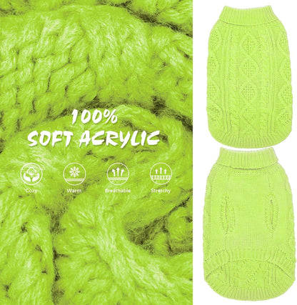 BINGPET Thermal Knitted Dog Sweater for Small Medium Large Dogs,Winter Dog Cat Coat Warm Sweartershirts Outfits,Classic Cable Knit Turtleneck Pullover Dog Jumper Coat Warm Sweartershirts