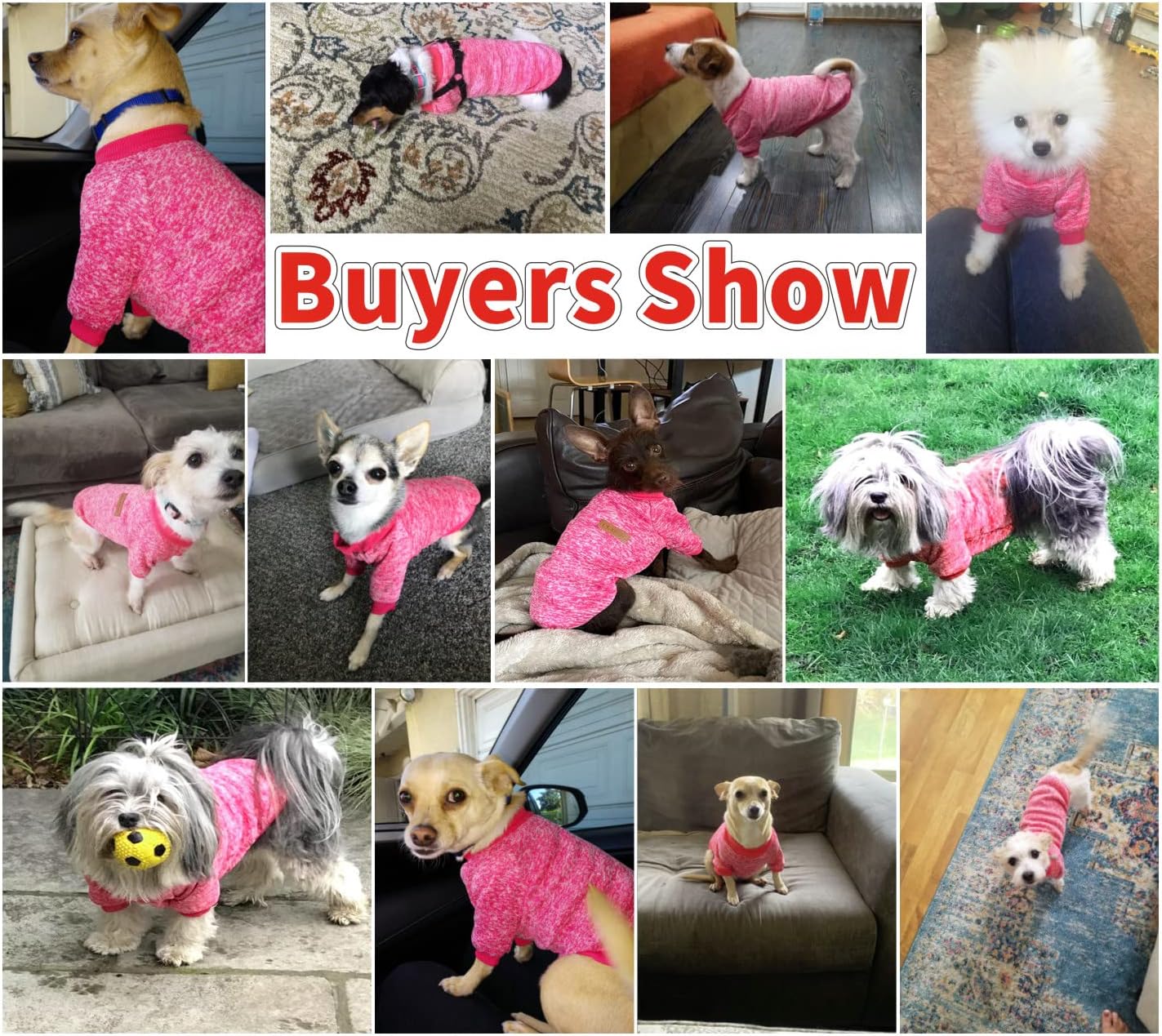 Idepet Pet Dog Classic Knitwear Sweater,Soft Fleece Coat for Small,Medium Dog,Warm Pet Dog Cat Clothes,Soft Puppy Customes (M, Rosered)