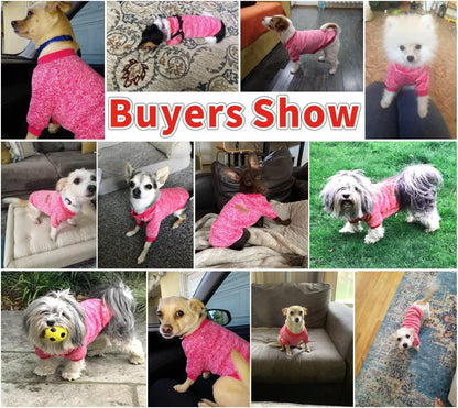 Idepet Pet Dog Classic Knitwear Sweater,Fleece Coat for Small,Medium Dog,Warm Pet Dog Cat Clothes,Soft Puppy Customes (L, Rosered)